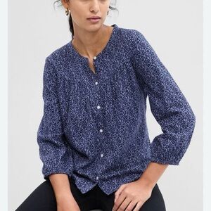 GAP Women's Navy Patterned Blouse